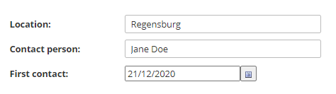 Data entry form