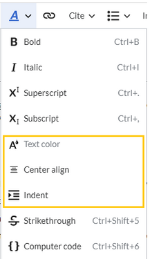 Text formatting options