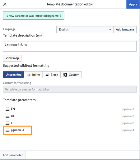 Selecting a newly added paramter