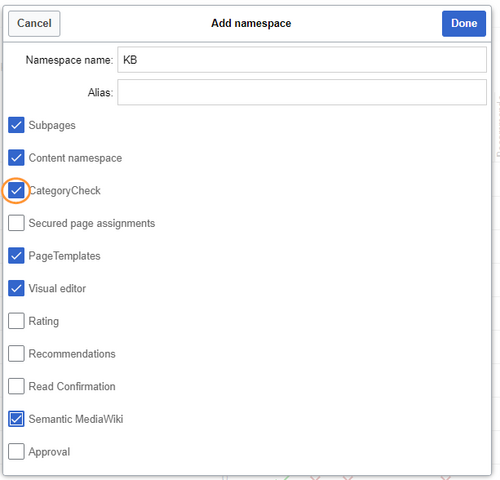 Activating the category check