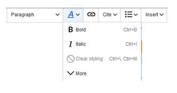 Menu items with shortcuts