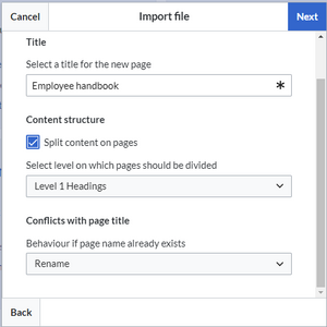 Import Word file dialog