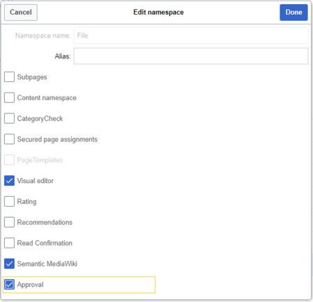 Namespace manager settings
