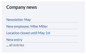 Screenshot of the recent blog posts output