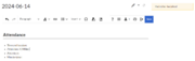 alert message for newly joined user in a meeting minutes edit session